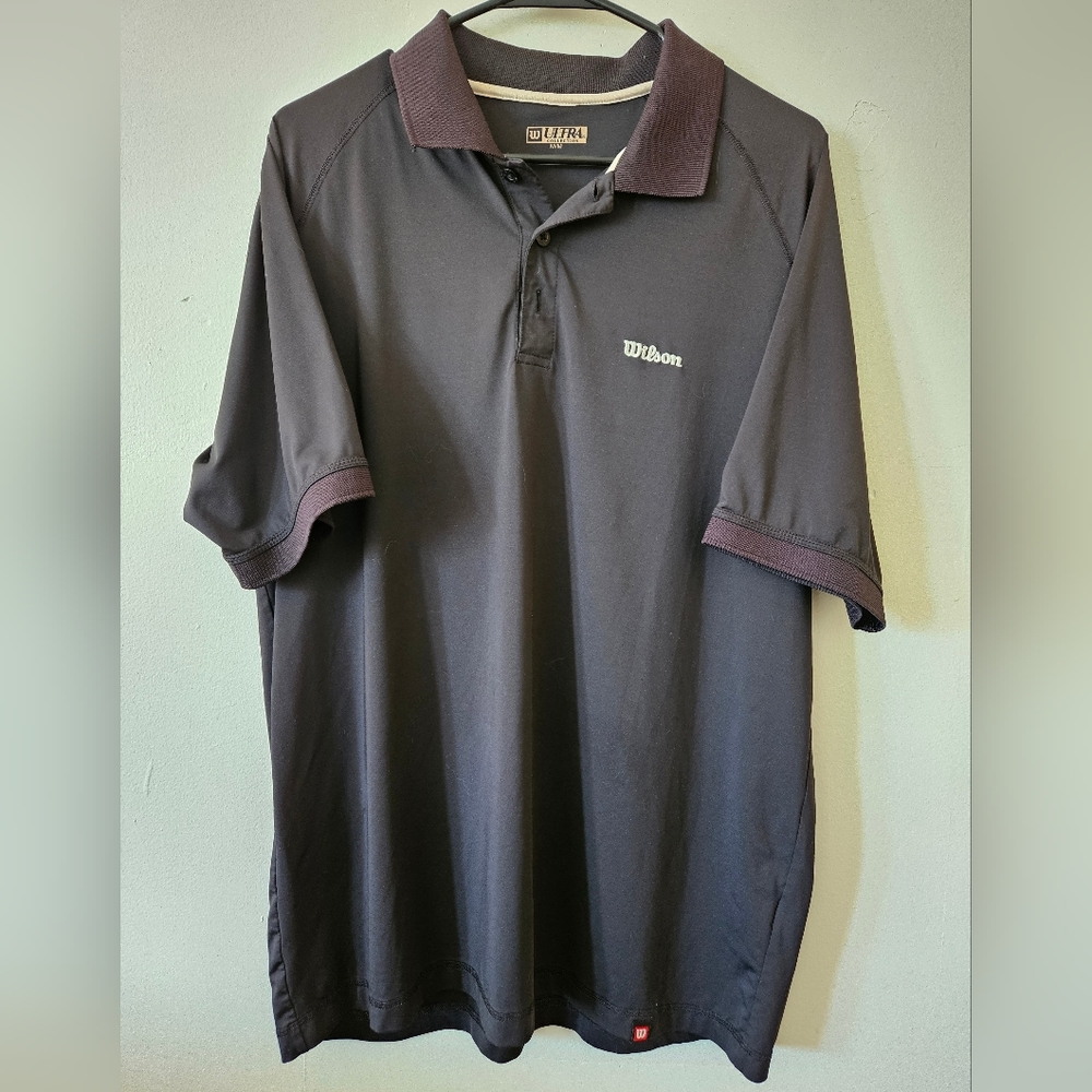 Wilson Mens polo shirt golf soccer sport shirt black ultra collection sz MEDIUM